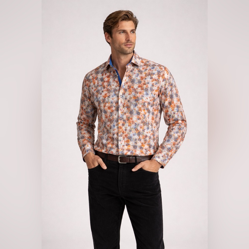 Floral Men's shirt by Cigar 100% light fine cotton
